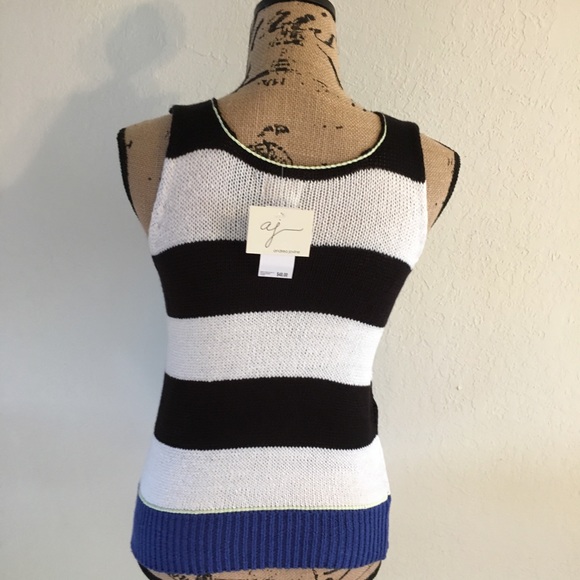 Colorblock Soft Sweater Tank Blue White Black - Picture 3 of 8